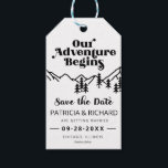 Our Adventure Begins Outdoor Wedding Save The Date Gift Tags<br><div class="desc">Our Adventure Begins Outdoor Wedding Save The Date Gift Tags</div>