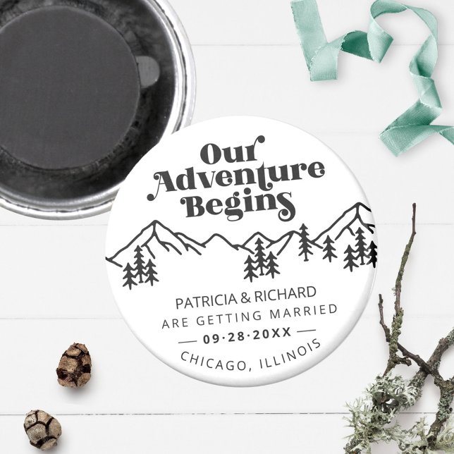 Our Adventure Begins Outdoor Wedding Save The Date Magnet (Creator Uploaded)