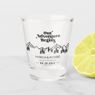 Our Adventure Begins Outdoor Wedding Save The Date Shot Glass