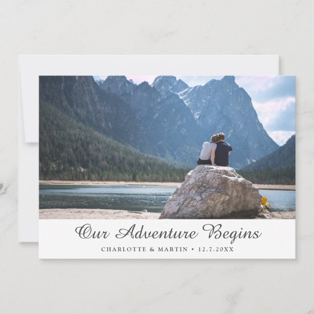 Our Adventure Begins Photo Save The Date Cards (Front)