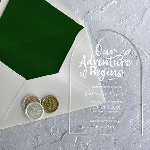 Our Adventure Begins Rustic Chic Wedding Acrylic Invitations