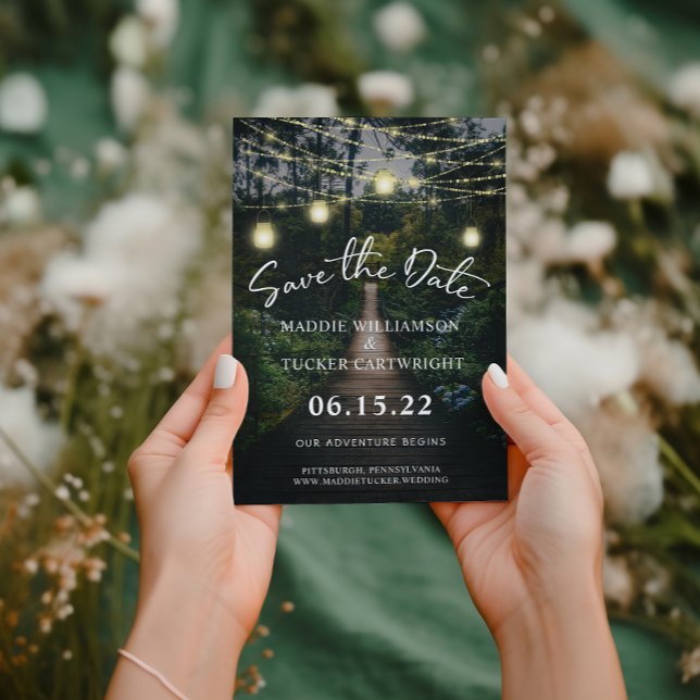 Our Adventure Begins | Rustic Forest Save the Date Invitation (Creator Uploaded)