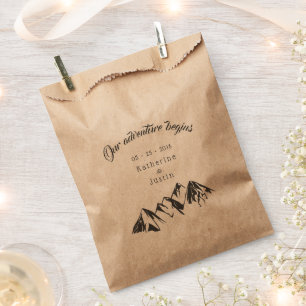 Our adventure begins rustic wedding favour bags