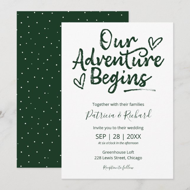 Our Adventure Begins Rustic Wedding Invitation (Front/Back)