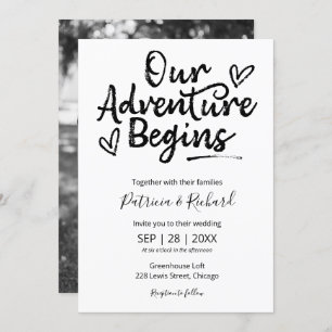 Our Adventure Begins Rustic Wedding Invitation