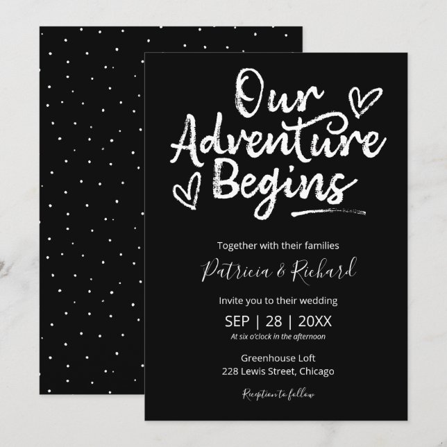 Our Adventure Begins Rustic Wedding Invitation (Front/Back)