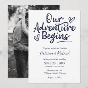 Our Adventure Begins Rustic Wedding Invitation