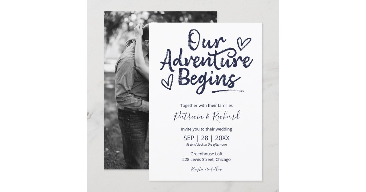 Our Adventure Begins Rustic Wedding Invitation | Zazzle