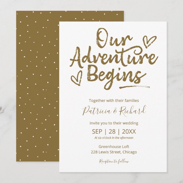 Our Adventure Begins Rustic Wedding Invitation (Front/Back)