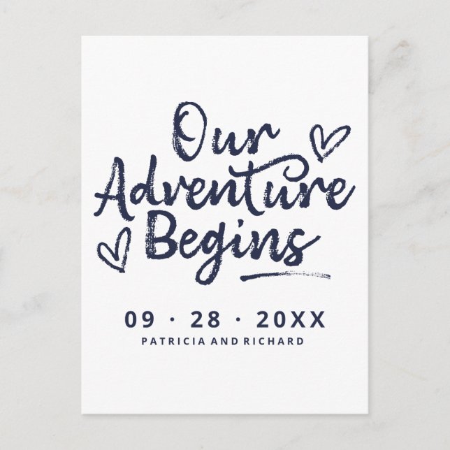 Our Adventure Begins Save The Date Non Photo Postcard (Front)
