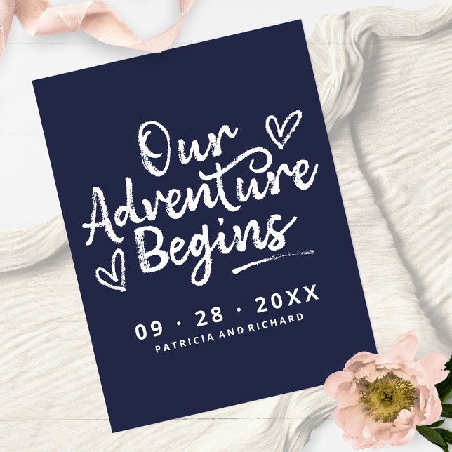 Our Adventure Begins Save The Date Non Photo Postcard (Creator Uploaded)