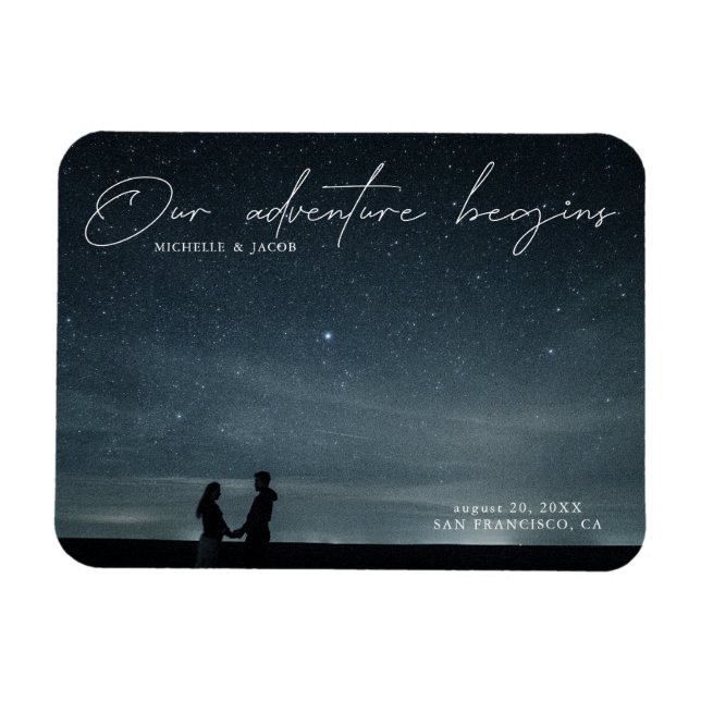 our adventure begins save the date photo magnet (Horizontal)
