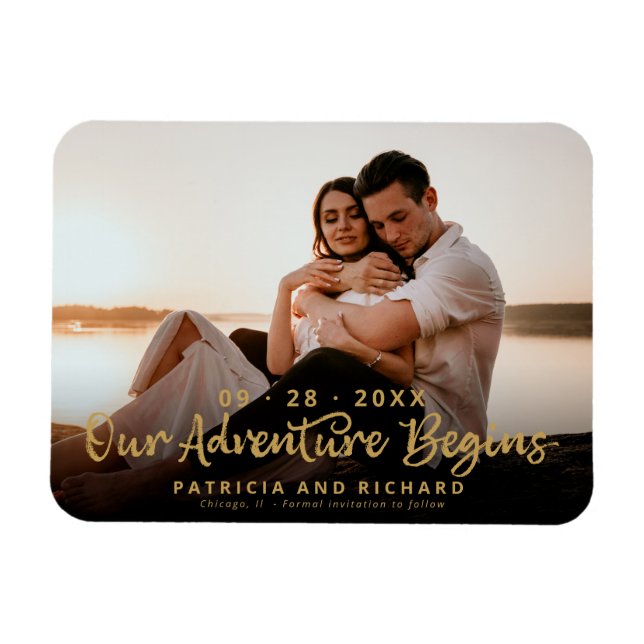 Our Adventure Begins Save The Date Photo Magnet (Horizontal)