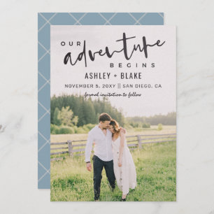 Our Adventure Begins Script Save the Date Photo