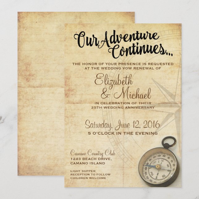 Our Adventure Continues Anniversary Invitation (Front/Back)