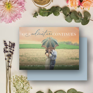 Our Adventure Continues Chic Script Stylish Photo Save The Date