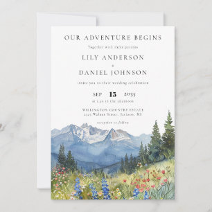 Our Adventure Mountain Wildflower Floral Wedding Invitation
