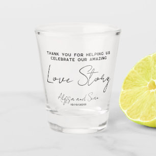 Our Amazing Love Story Wedding FAVOUR Bomboniere Shot Glass
