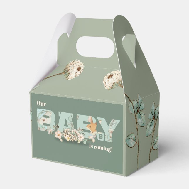 Our Baby is Coming Baby Shower Favor Box (Front Side)