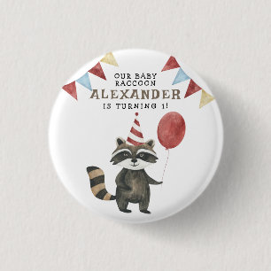 Our Baby Racoon 1st Birthday 3 Cm Round Badge