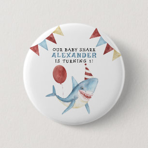 Our Baby Shark 1st Birthday Under The Sea 6 Cm Round Badge