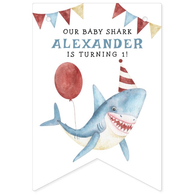 Our Baby Shark 1st Birthday Under The Sea Bunting (First Flag)