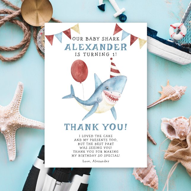 Our Baby Shark 1st Birthday Under The Sea Thank You Card (Creator Uploaded)