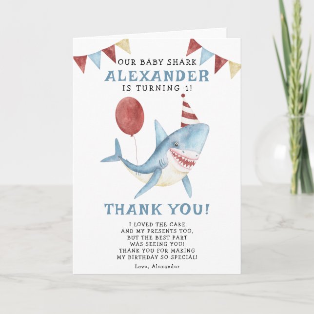 Our Baby Shark 1st Birthday Under The Sea Thank You Card (Front)