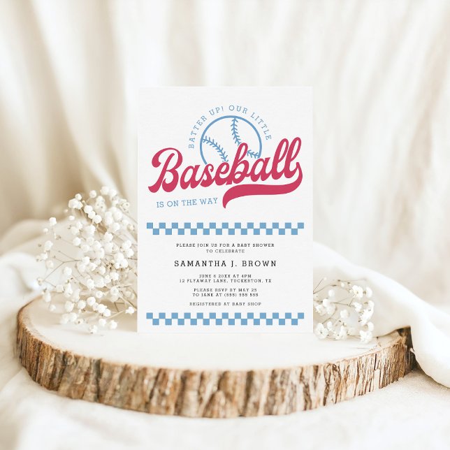 Our Baseball On The Way Baseball Boy Baby Shower Invitation (Creator Uploaded)