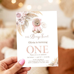 Our Beary Sweet Pampass First 1st Birthday Invitation