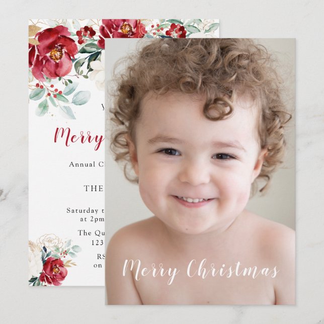 Our Beautiful Family Photo Merry Christmas Party Invitation (Front/Back)