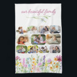 Our Beautiful Family Pretty Wildflower 11 Photo Tea Towel<br><div class="desc">Pretty wildflower kitchen towel personalised with 11 of your favourite photos and custom title, such as "our beautiful family". Your photos are displayed in rounded rectangle shapes and, if you have any problems with placement, try cropping your picture to a horizontal landscape shape and re-uploading. The design features delicate watercolor...</div>