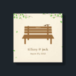 Our Bench Wrapped Canvas Art<br><div class="desc">Featuring a pair of love birds on top of a bench carved with your initials,  this canvas art will make a unique addition to any wall. Exclusive design by © berryberrysweet.com</div>