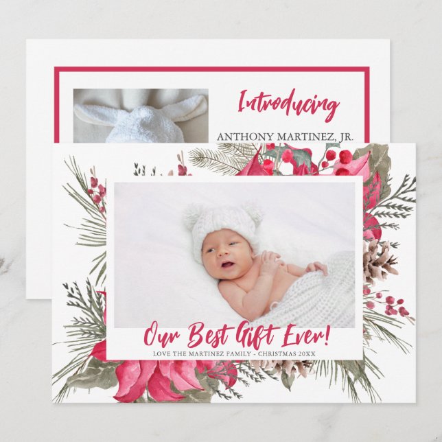 Our Best Gift Ever Baby Birth Announcement (Front/Back)