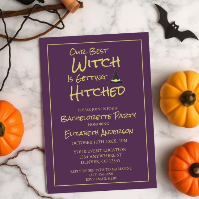 Our Best Witch Is Getting Hitched Bachelorette Invitation (Creator Uploaded)
