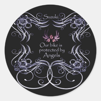 Our Bike is Protected by Angels Classic Round Sticker