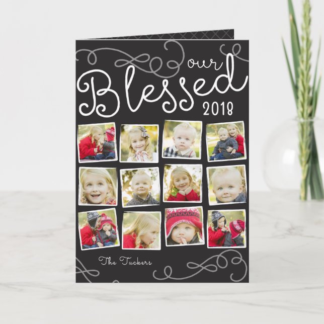 Our Blessed Year Christmas Photo Collage Card (Front)