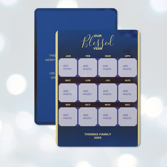 Our Blessed Year Flat Holiday Photo Card (Create a 12 month photo card (front and back))