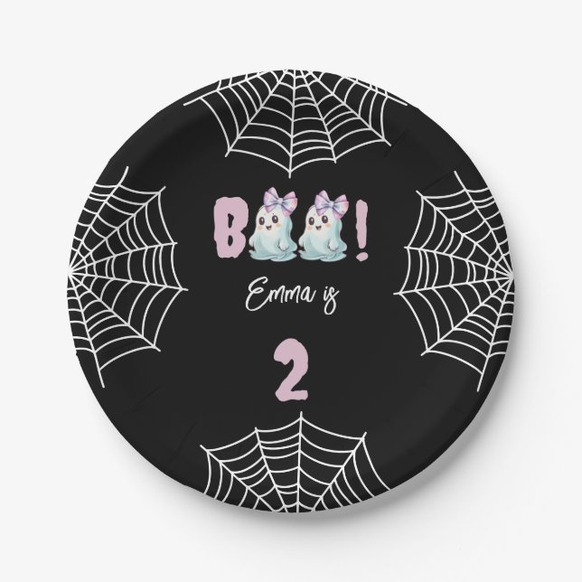 Our Boo is Turning 2 Birthday Party Paper Plate (Front)