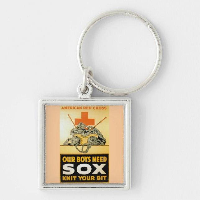 Our Boys Need Sox ~ Knit Your Bit Key Ring (Front)