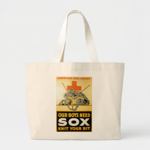 Our Boys Need Sox ~ Knit Your Bit Large Tote Bag