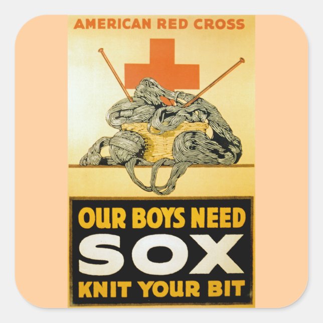 Our Boys Need Sox ~ Knit Your Bit Square Sticker (Front)