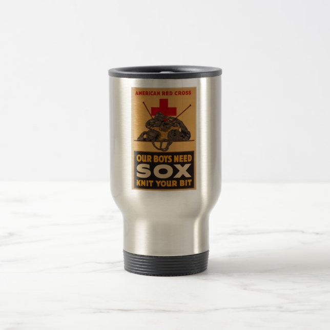 Our boys need sox Red Cross World War 2 Travel Mug (Center)