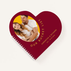 Our Bucket List Couple Photo Burgundy And Gold   Notebook