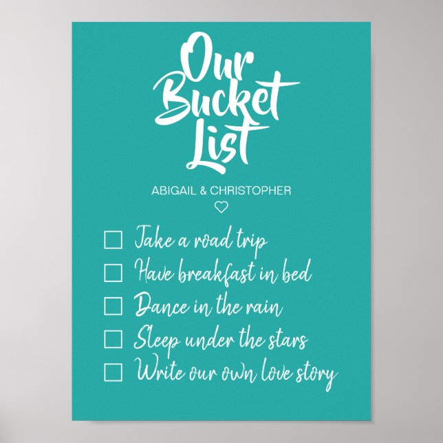 Our Bucket List Customised Keepsake Checklist Poster (Front)