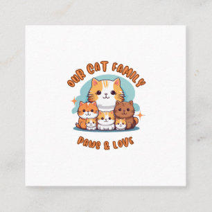 "Our Cat Family Paws & Love Business Card" Square Business Card