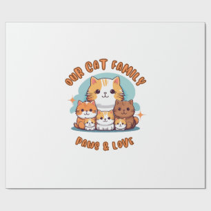 "Our Cat Family Paws & Love Wrapping Paper" Paper