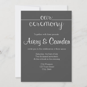 Our Ceremony Script Wedding Invitation- Charcoal Invitation