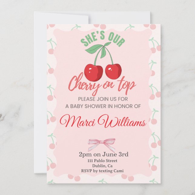 Our Cherry on Top Baby Shower Invitation (Front)