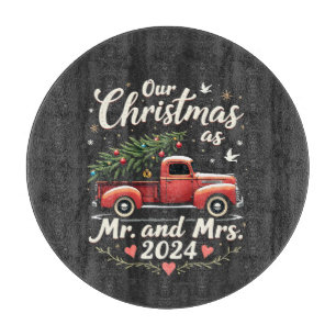 Our Christmas as Mr and Mrs 2024 Matching Couples Cutting Board